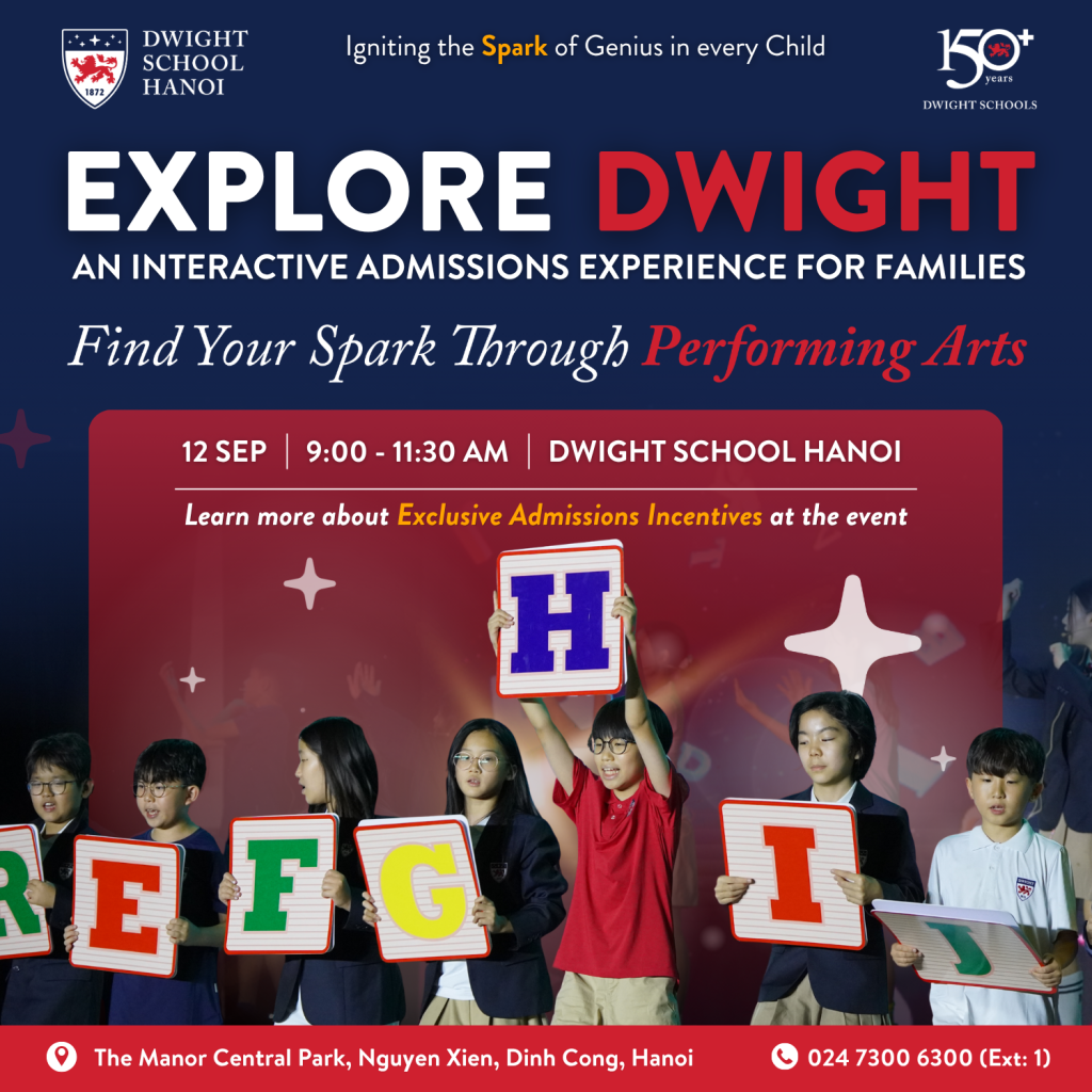 Students performing in the end-of-year musical at Dwight School Hanoi.